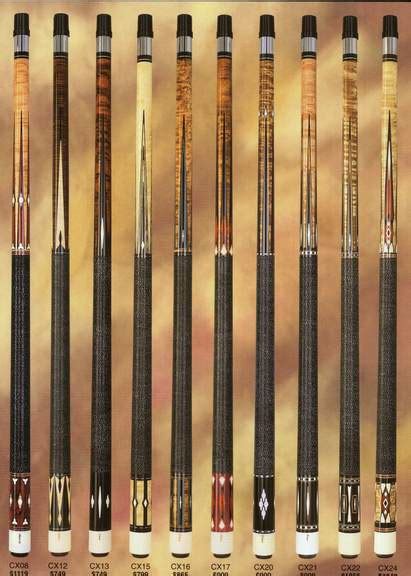 We invite you to browse through our library of Existing Designs or visit Design Online, where you can create a personalized cue design. . Old schon ltd cues